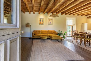 TV connectée, cheminée, livres