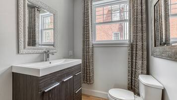 Hair dryer, towels, toilet paper