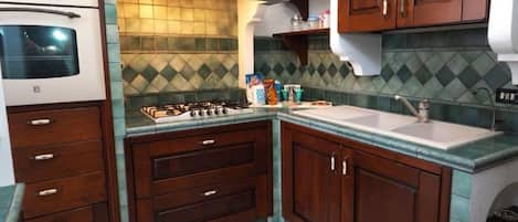 Fridge, oven, stovetop, cookware/dishes/utensils