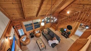 Smart TV, fireplace, video games, DVD player