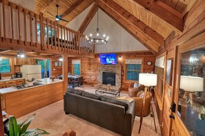 Smart TV, fireplace, video games, DVD player