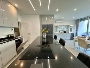 Fridge, microwave, oven, dishwasher