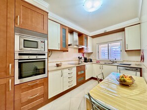 Fridge, microwave, oven, dishwasher