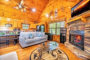 TV, fireplace, DVD player