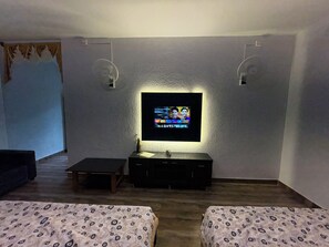In-room safe, desk, laptop workspace, soundproofing