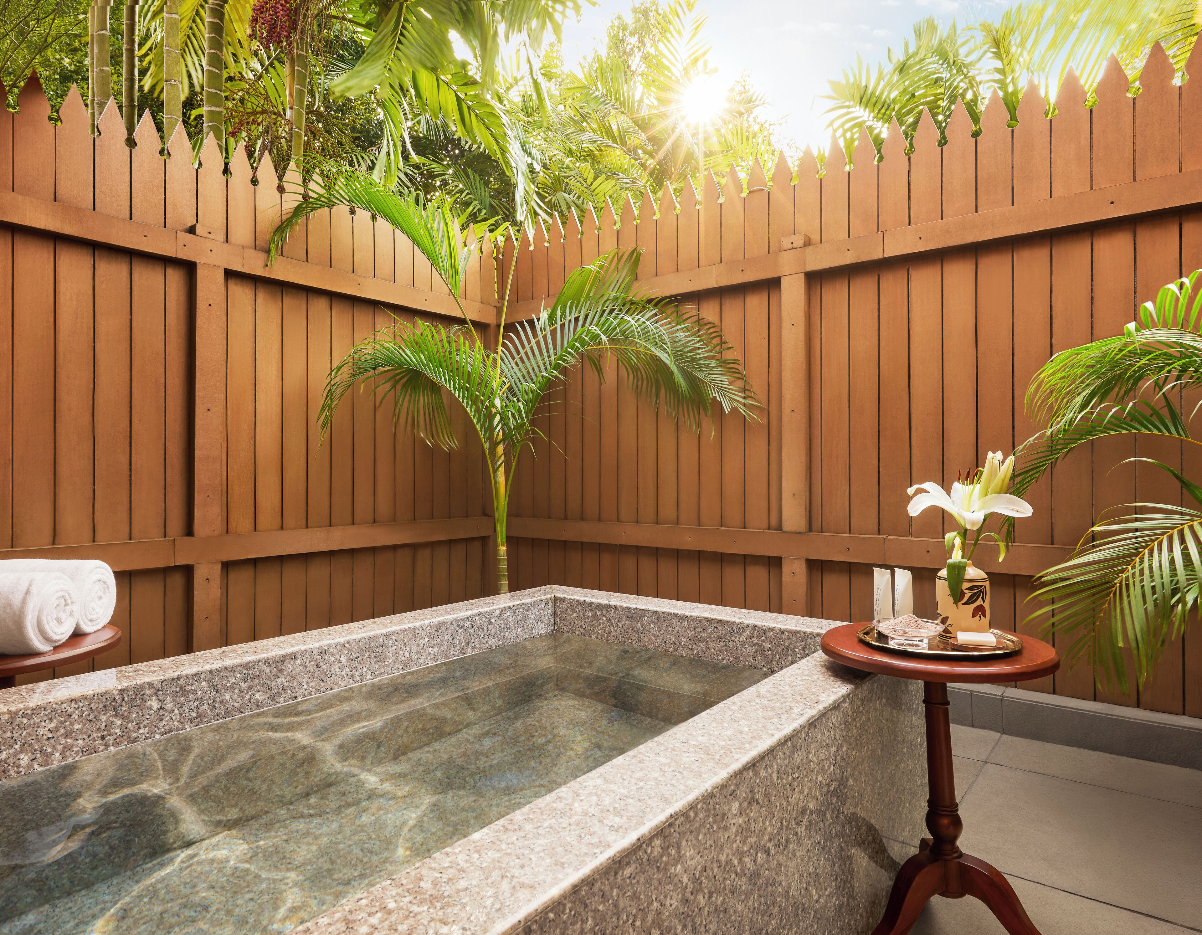 Shower, hydromassage showerhead, designer toiletries, hair dryer