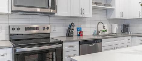 Fridge, dining tables