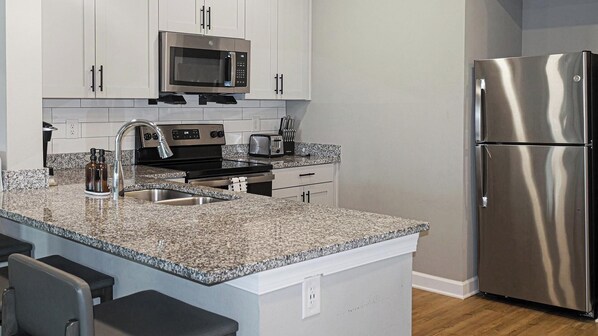 Fridge, dining tables
