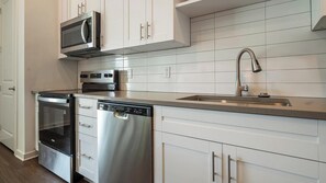 Fridge, dining tables