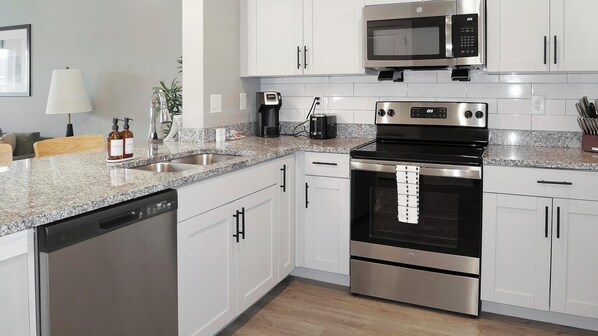 Fridge, dining tables