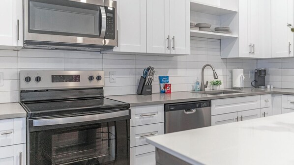 Fridge, dining tables