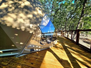 Luxury dome, partial lake view | Terrace/patio