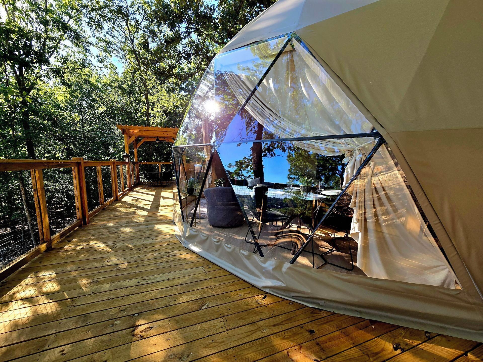 Luxury dome, partial lake view | Terrace/patio