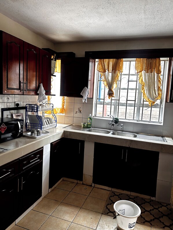 Fridge, microwave, oven, toaster