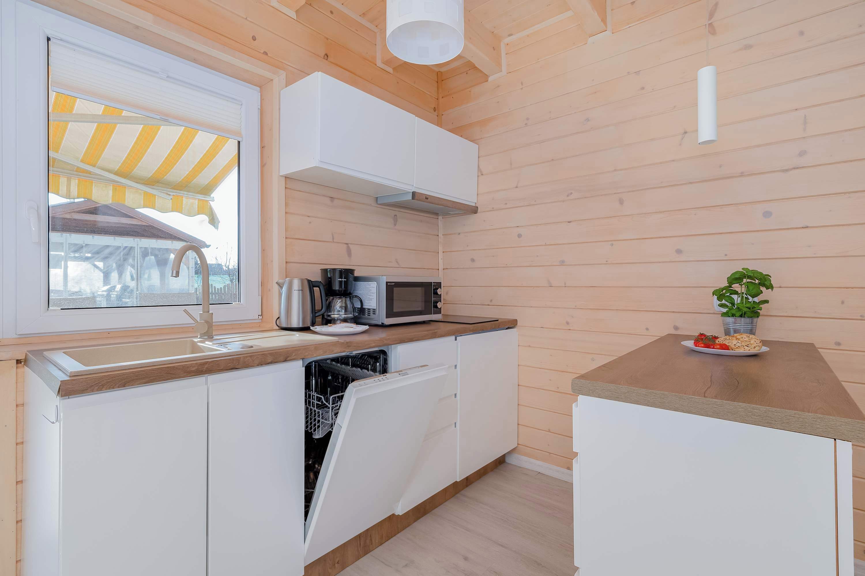 Kühlschrank, Mikrowelle, Herdplatte, Geschirrspüler