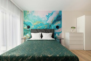 1 habitación, tabla de planchar con plancha, cuna de viaje y wifi 
