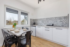 Fridge, stovetop, toaster, high chair