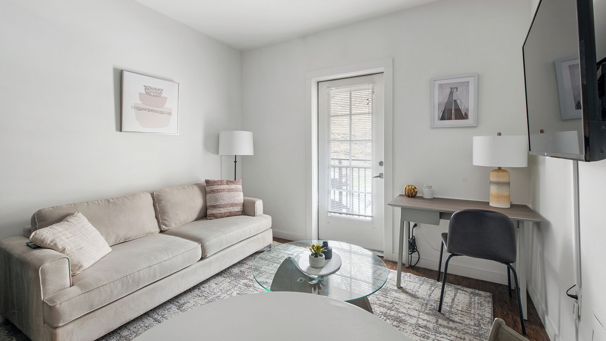 Apartment, 1 Bedroom | Living area | 50-inch TV with digital channels