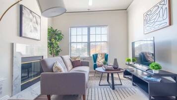 TV, fireplace, offices