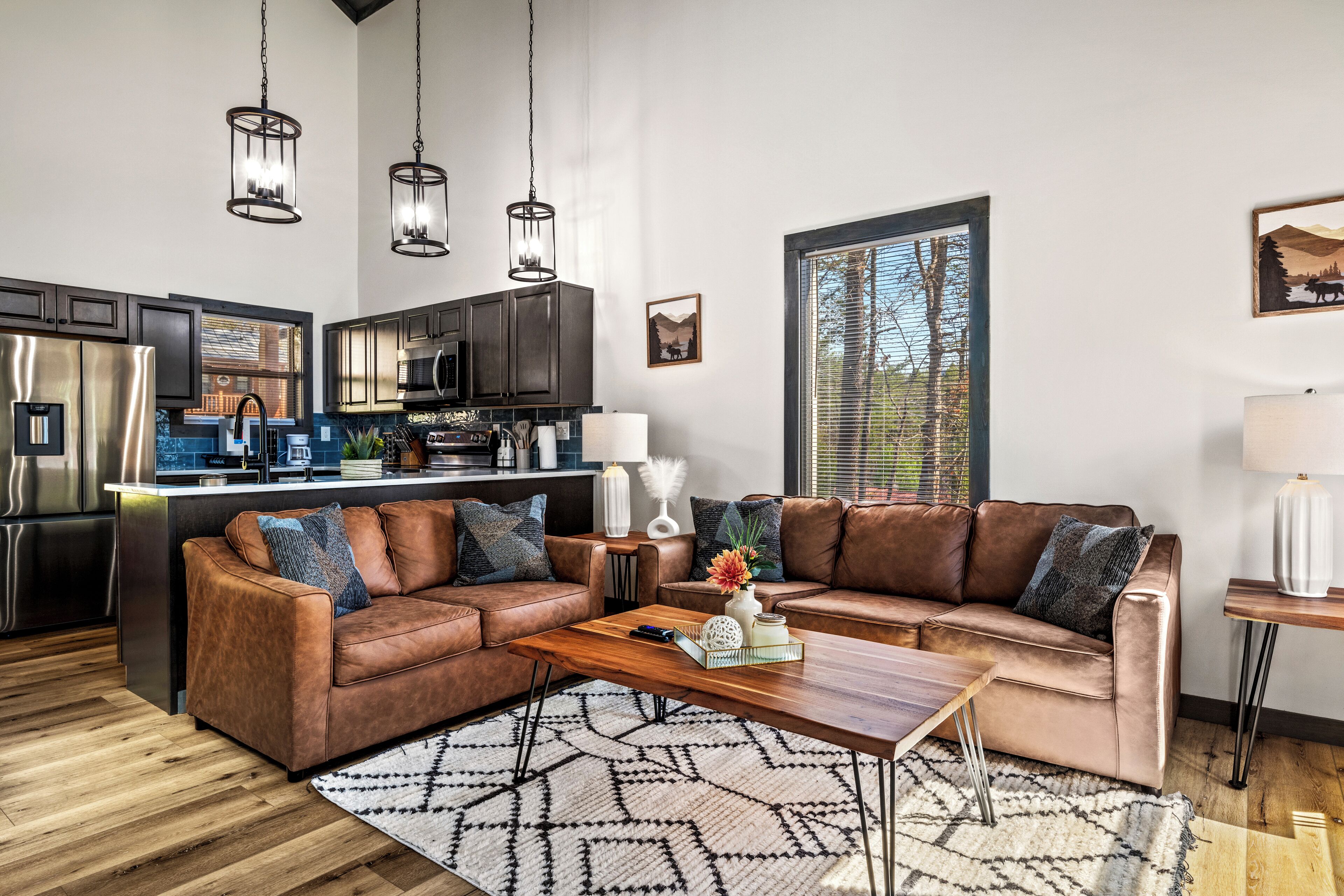 Smart TV, fireplace, video library