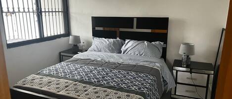 2 bedrooms, iron/ironing board, WiFi, bed sheets