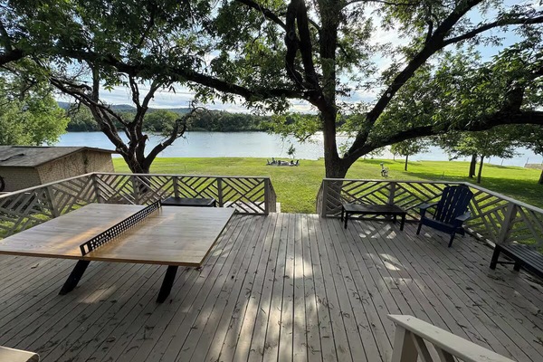 Beautiful view and a big patio area for seating and games.