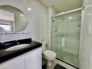 Hair dryer, towels, toilet paper
