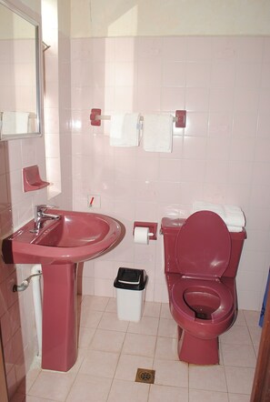 Family Double or Twin Room, Patio | Bathroom | Shower, towels, soap, shampoo - Hostal La Chacarilla  (Copacabana)
