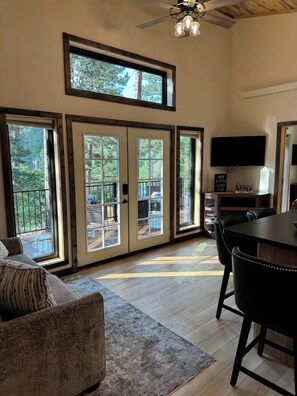 TV, fireplace, offices