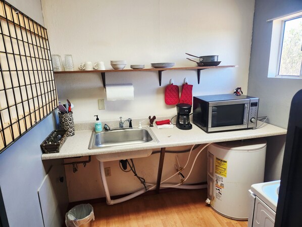 Microwave, oven, stovetop, paper towels