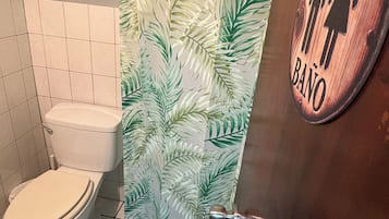 Shower, soap, shampoo, toilet paper