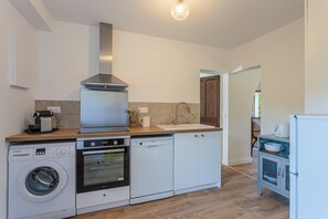 Fridge, oven, dishwasher, coffee/tea maker