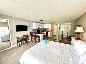 Desk, free WiFi, bed sheets