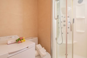 Dusche, Haartrockner, Handtücher
