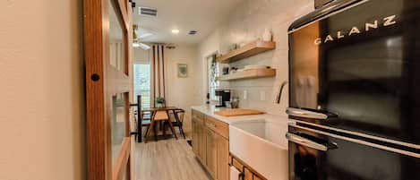 Fridge, microwave, coffee/tea maker, toaster