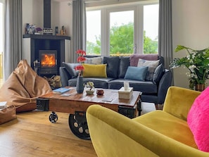 TV, fireplace