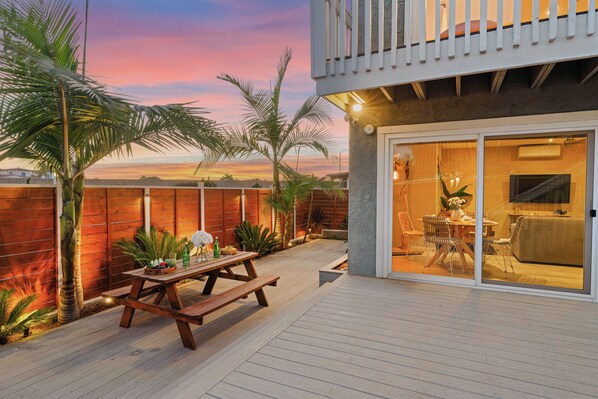 Outdoor dining - Walk to Trestles Beach | Duplex w/ Ocean View | El Camino Surfhouse by AvantStay (San Clemente)