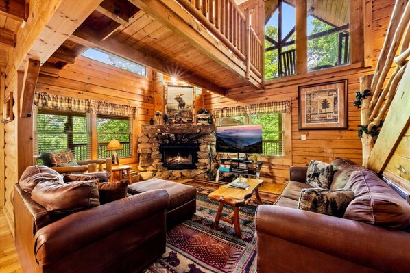 TV, fireplace
