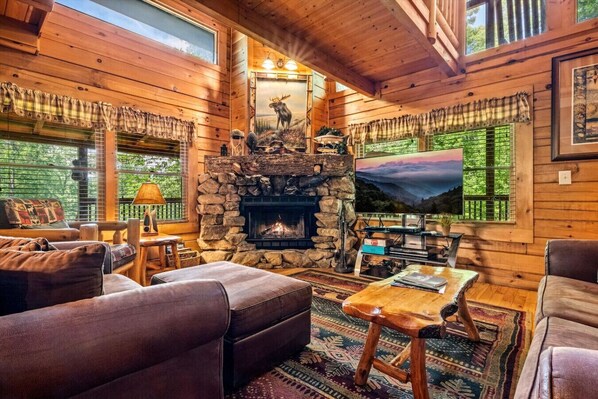 Télévision, cheminée