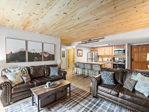 Fernseher, Kamin, Stereoanlage