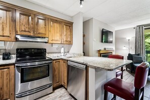 Fridge, microwave, stovetop, dishwasher