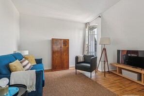 City Apartment, 1 Double Bed with Sofa bed, Non Smoking | Living area | 40-inch Smart TV with satellite channels - Charming 1BR in Le Marais - Bretagne (Paris)