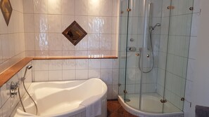 Séchoir à cheveux, serviettes fournies, papier de toilette
