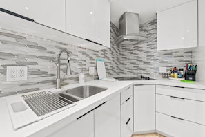 Appart'hÎtel, 1 chambre, animaux de compagnie acceptés, vue plage | Cuisine privée | Machine à expresso