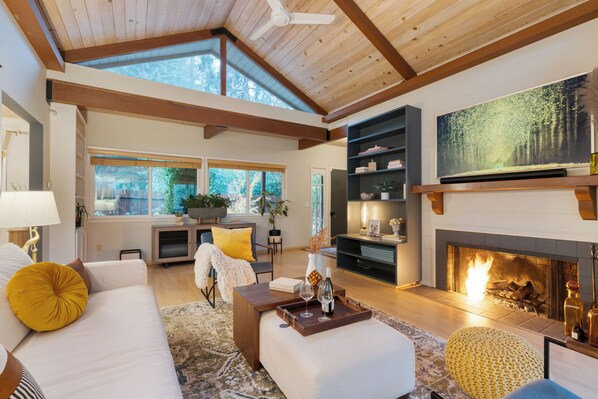 TV, fireplace, stereo
