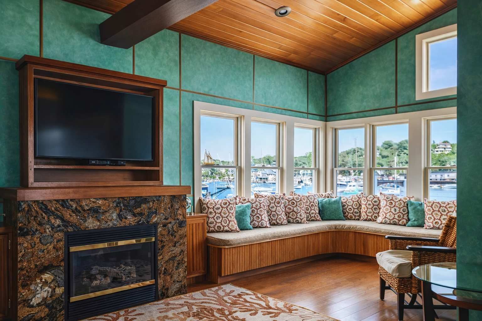 TV, fireplace, offices