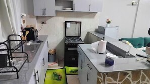 經典公寓, 城市景觀 | 私人廚房 | 電冰箱、微波爐、鍋具/餐盤/廚房用品