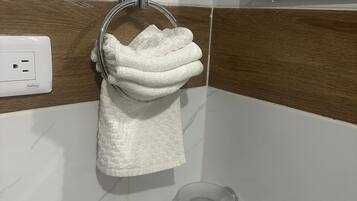 Dusche, Handtücher, Seife, Toilettenpapier