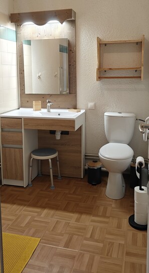 Hair dryer, soap, toilet paper