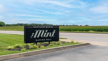 A sign for Kentucky Downs' Mint Gaming Hall.